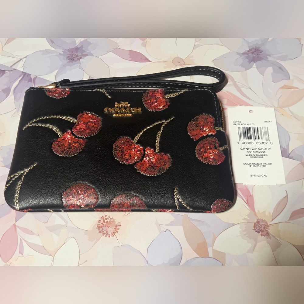 Coach Black Cherry Wristlet
